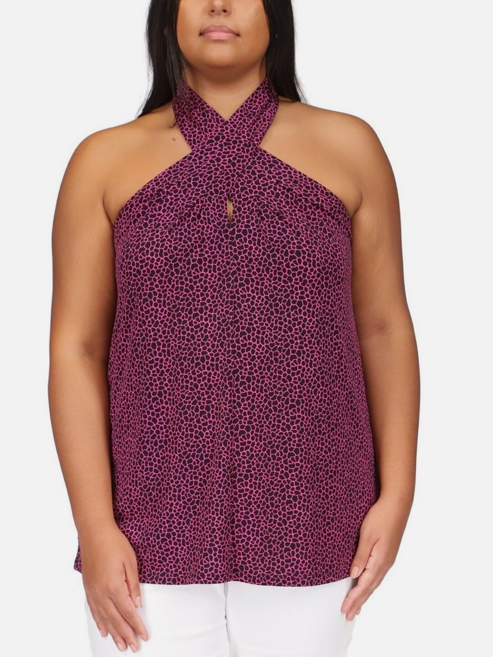 MICHAEL MICHAEL KORS Plus Size Animal-Print Halter-Neck Sleeveless Top nwt 2X